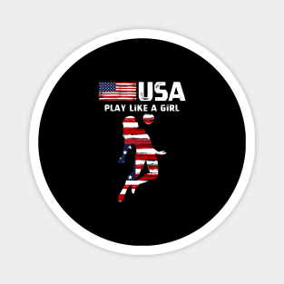 USA Play Like a Girl Soccer Football USA Flag Soccer Girl Magnet